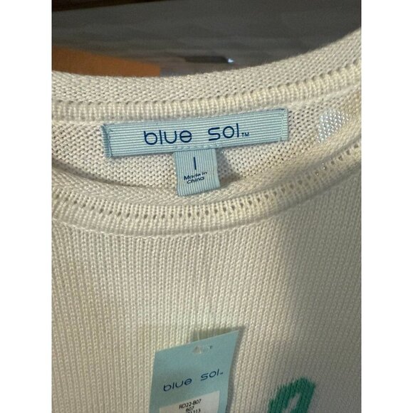 Blue Sol Women’s Size LARGE Pullovers Sweaters: SMILE PASS IT ON - Picture 5 of 6